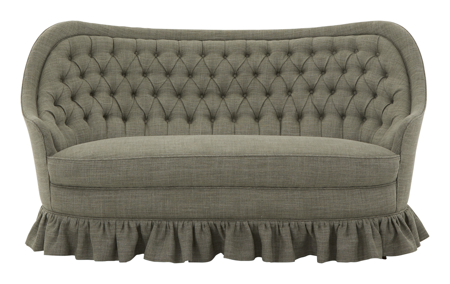 Vintage Tufted Linen Settee
