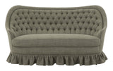 Vintage Tufted Linen Settee