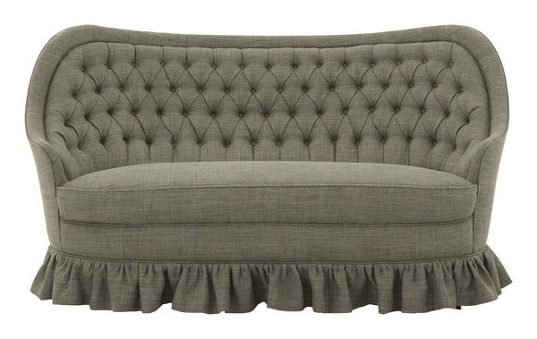 Vintage Tufted Linen Settee