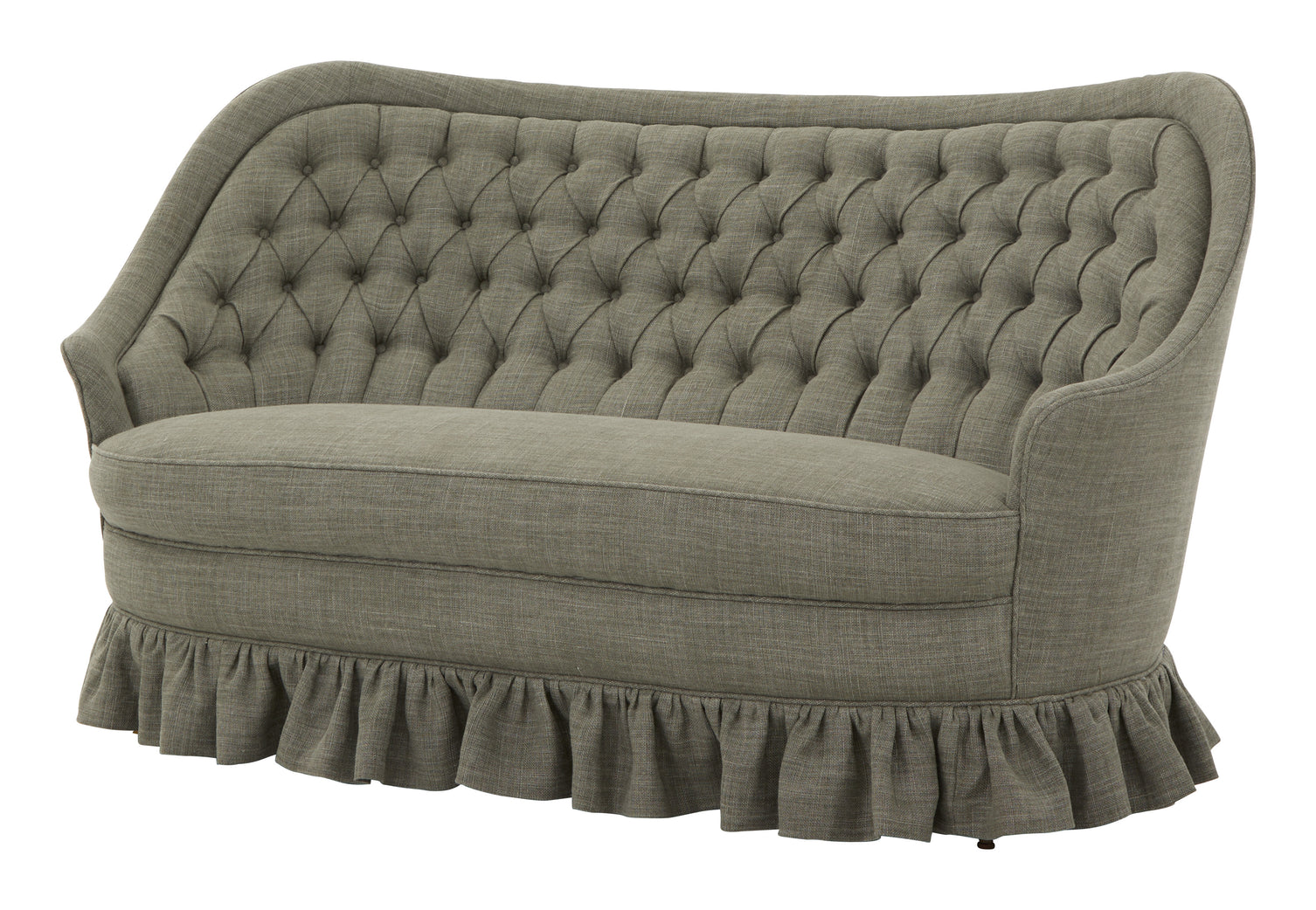 Vintage Tufted Linen Settee