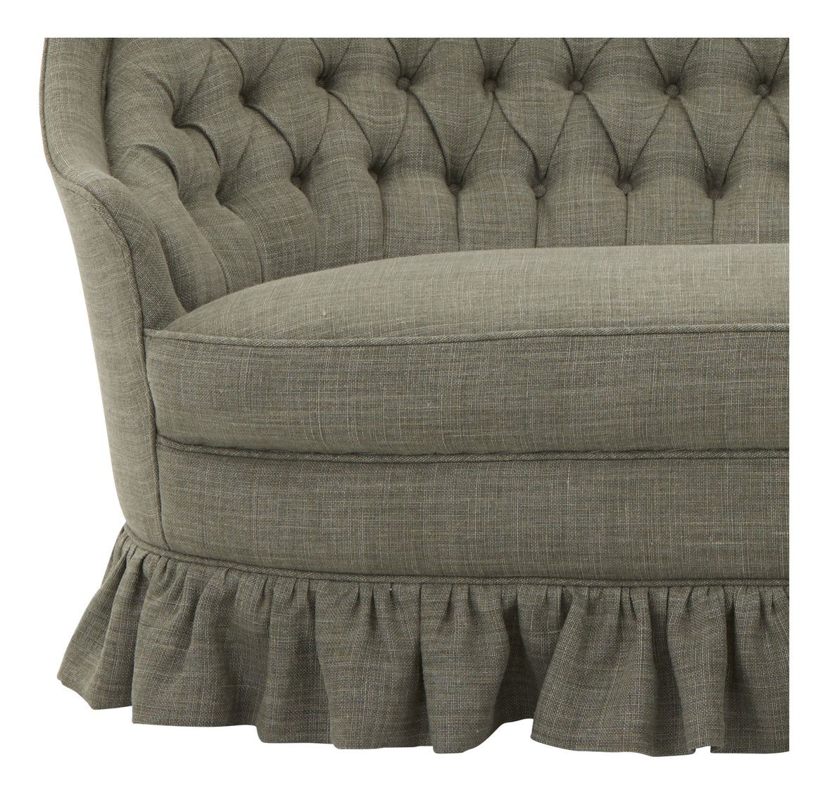 Vintage Tufted Linen Settee