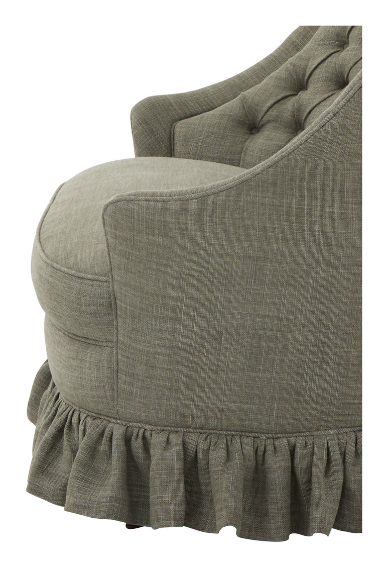 Vintage Tufted Linen Settee