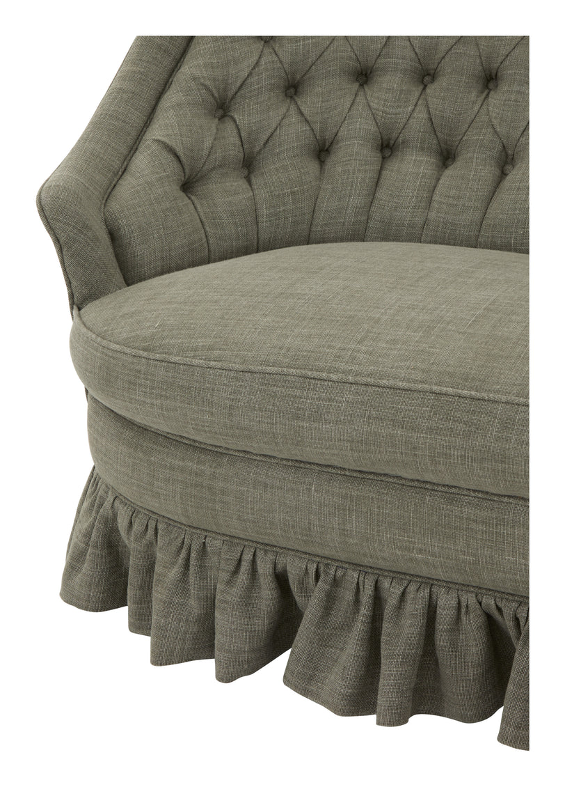Vintage Tufted Linen Settee