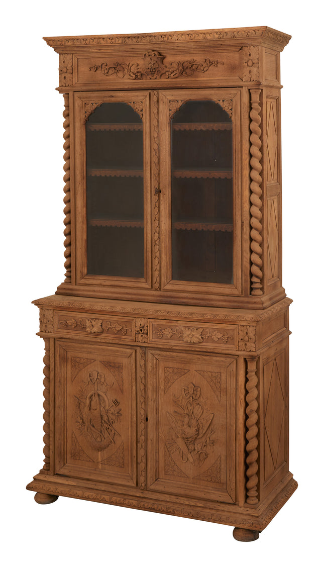 Antique Carved Wood Breakfront