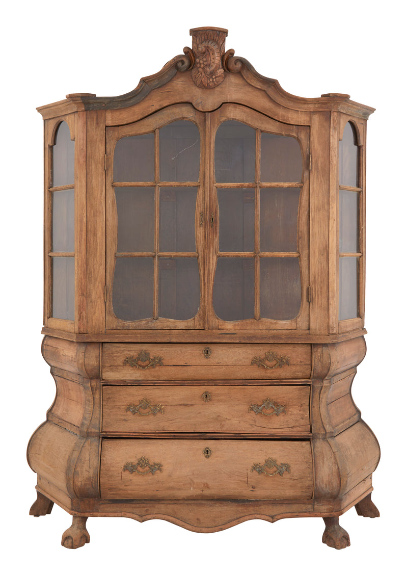 Antique Dutch Serpentine Vitrine