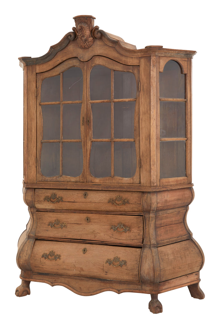 Antique Dutch Serpentine Vitrine