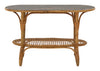 Vintage Oval Rattan Table