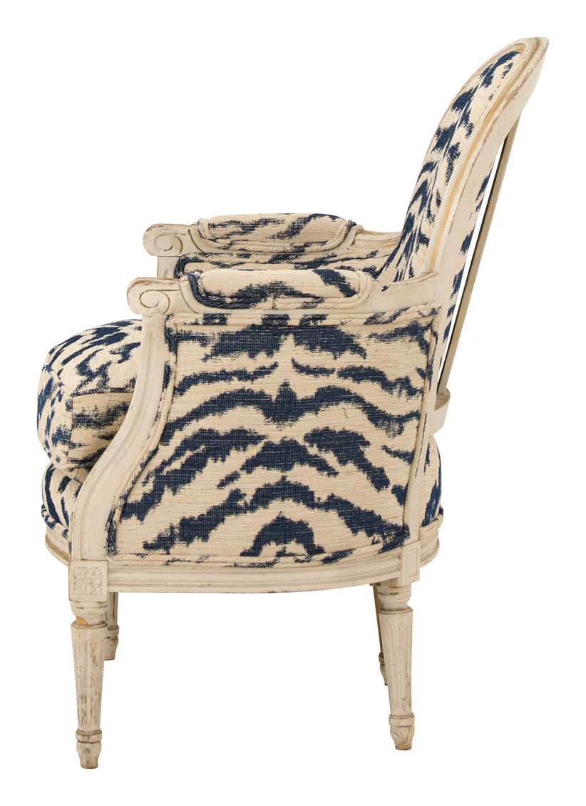 Antique Louis XVI Bergere Tiger Chair