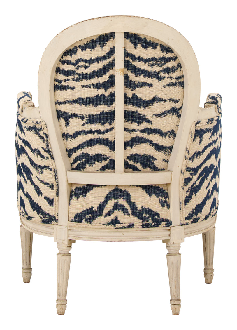Antique Louis XVI Bergere Tiger Chair