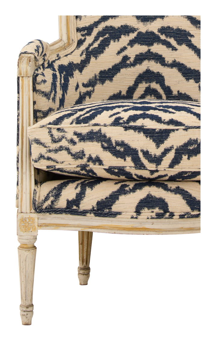 Antique Louis XVI Bergere Tiger Chair
