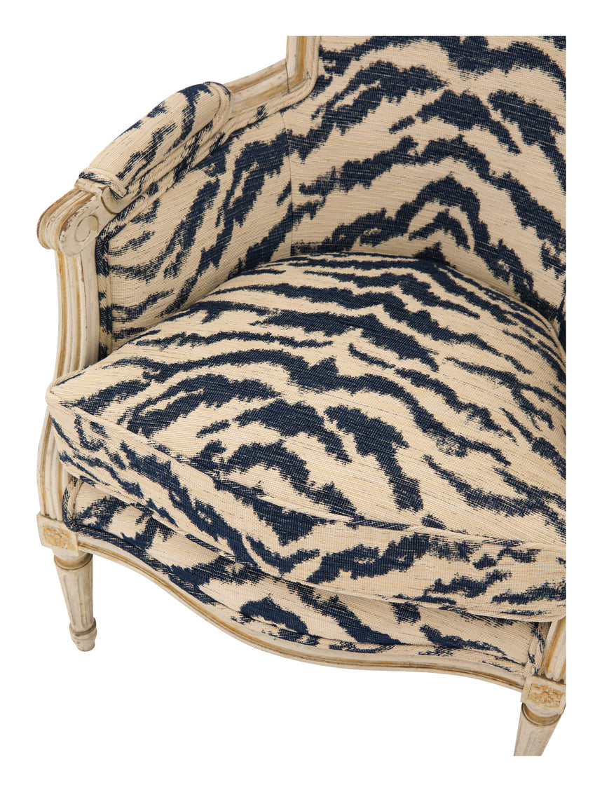 Antique Louis XVI Bergere Tiger Chair