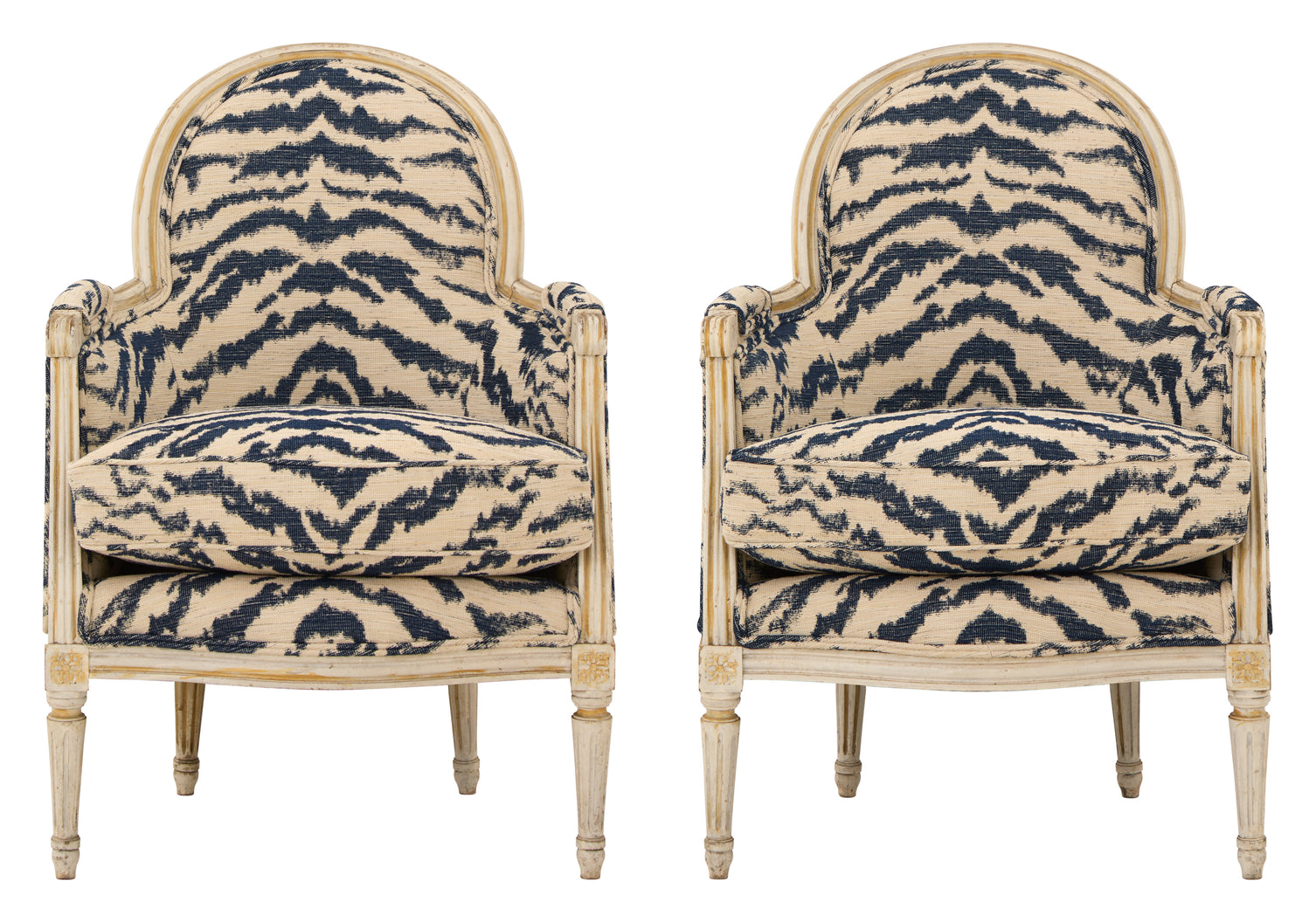 Antique Louis XVI Bergere Tiger Chair
