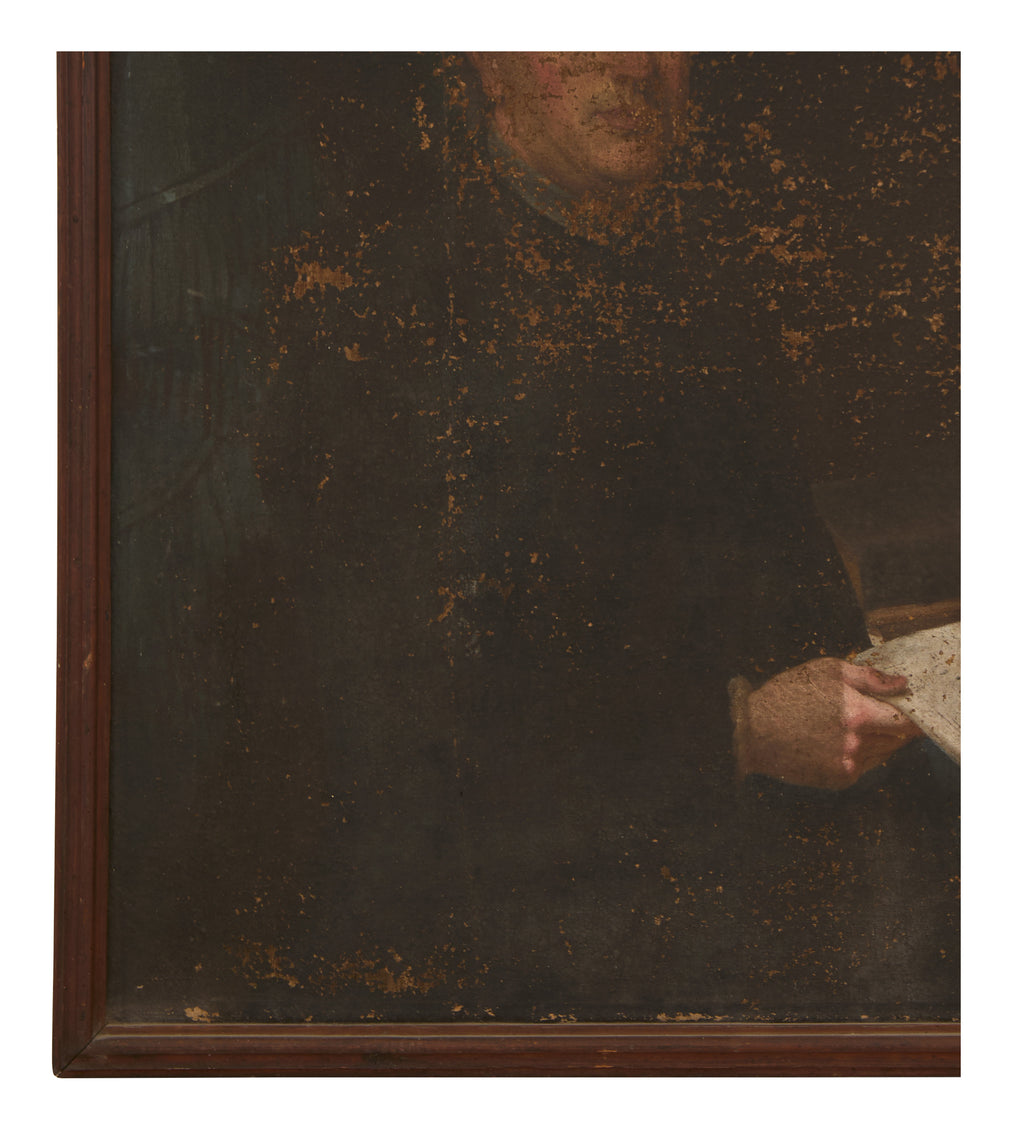 Antique Italian Scrittore Oil Portrait