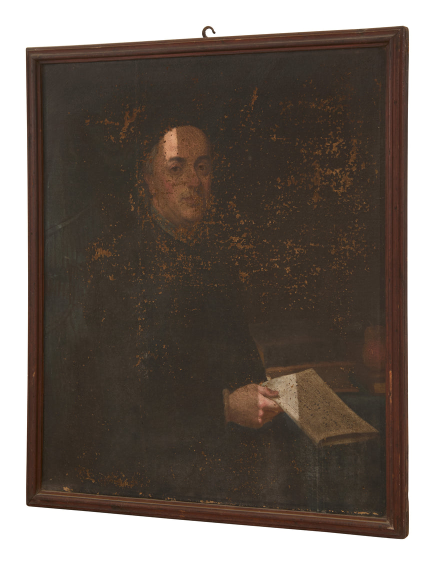 Antique Italian Scrittore Oil Portrait