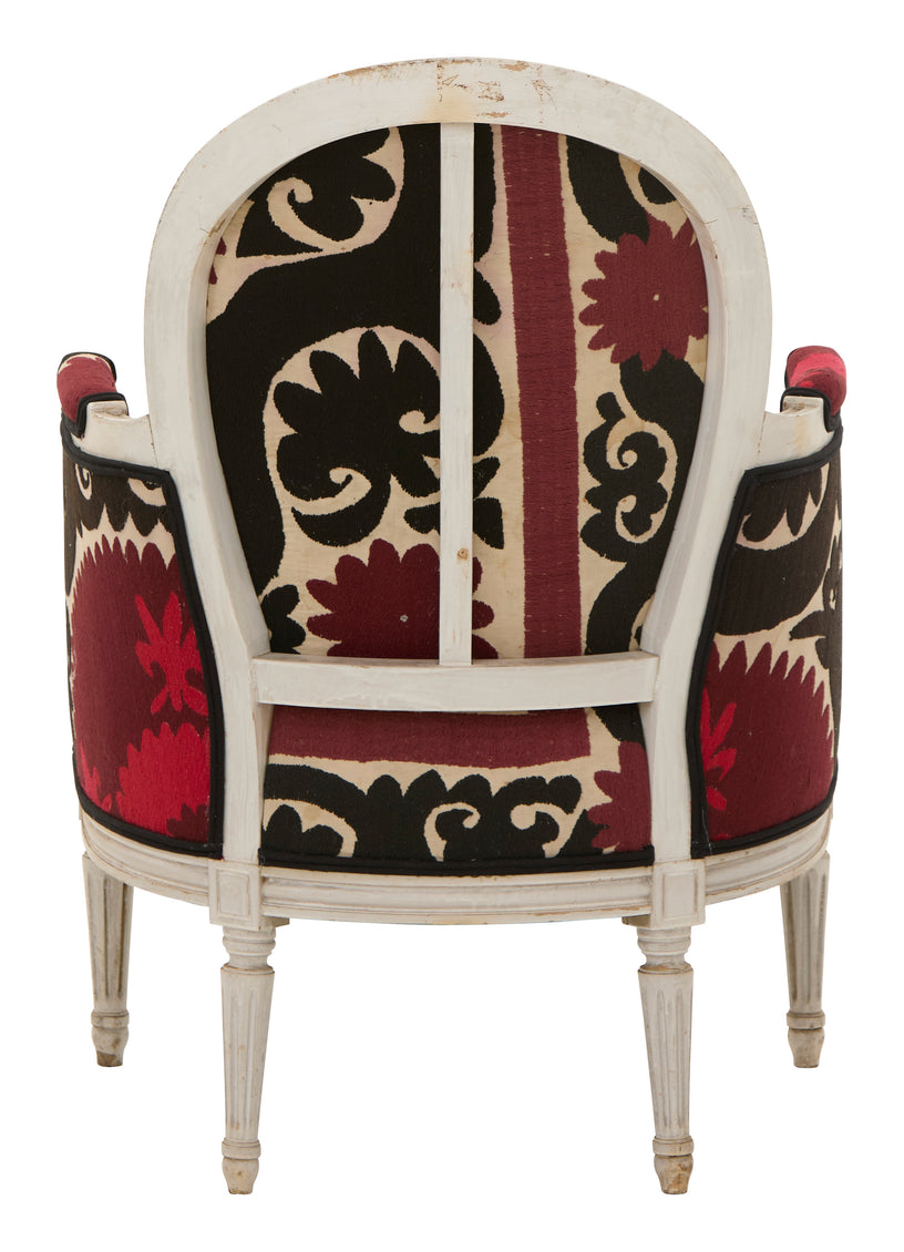 Antique Louis XVI Bergere Suzani Chair