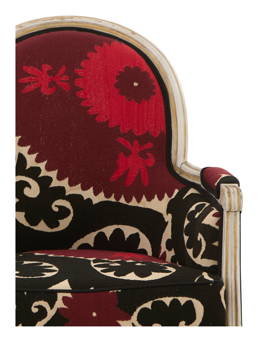 Antique Louis XVI Bergere Suzani Chair