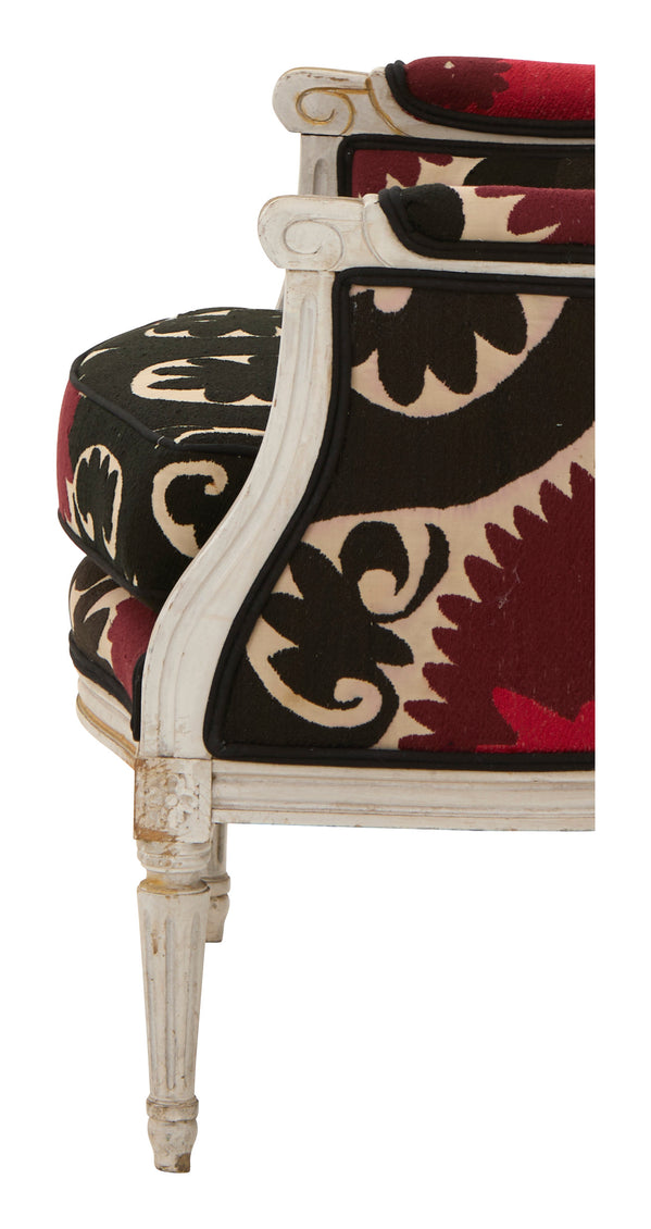 Antique Louis XVI Bergere Suzani Chair