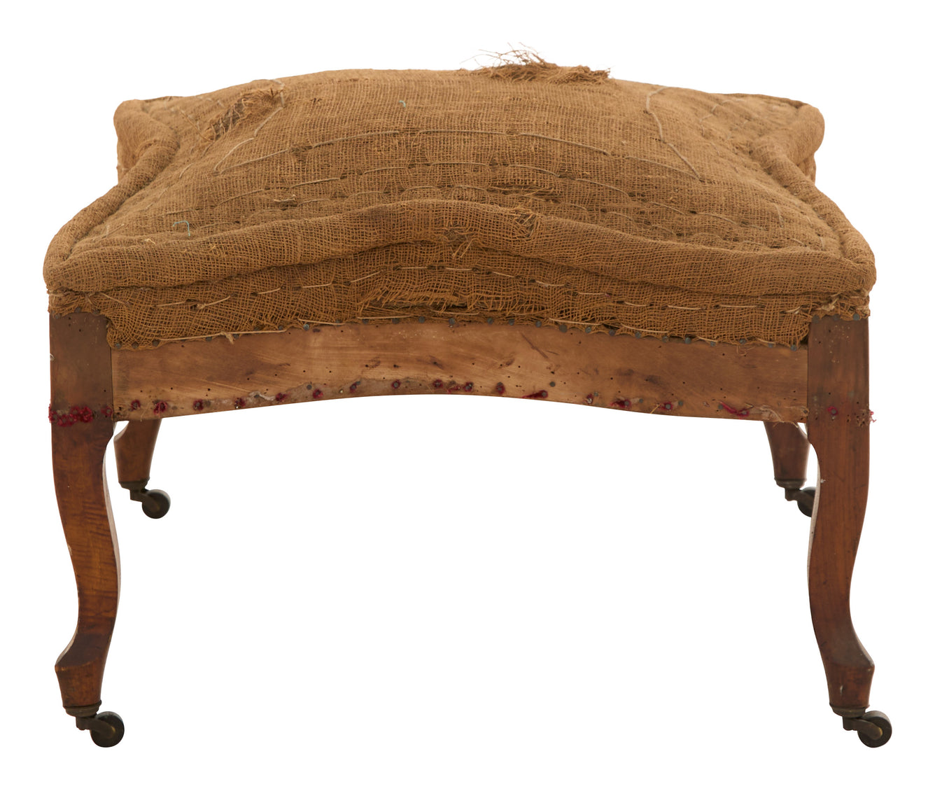 Antique Unupholstered Burlap Ottoman