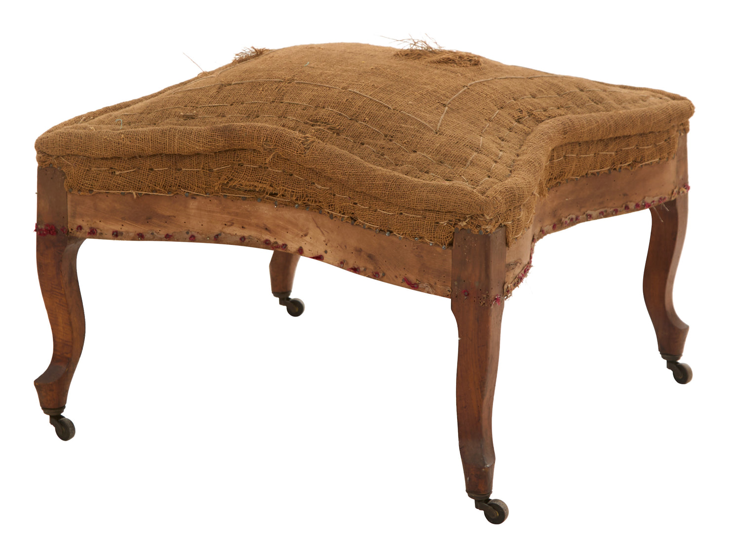 Antique Unupholstered Burlap Ottoman