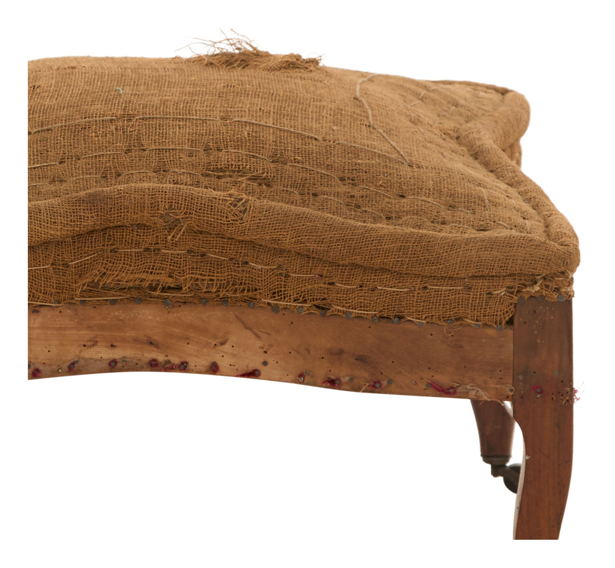 Antique Unupholstered Burlap Ottoman