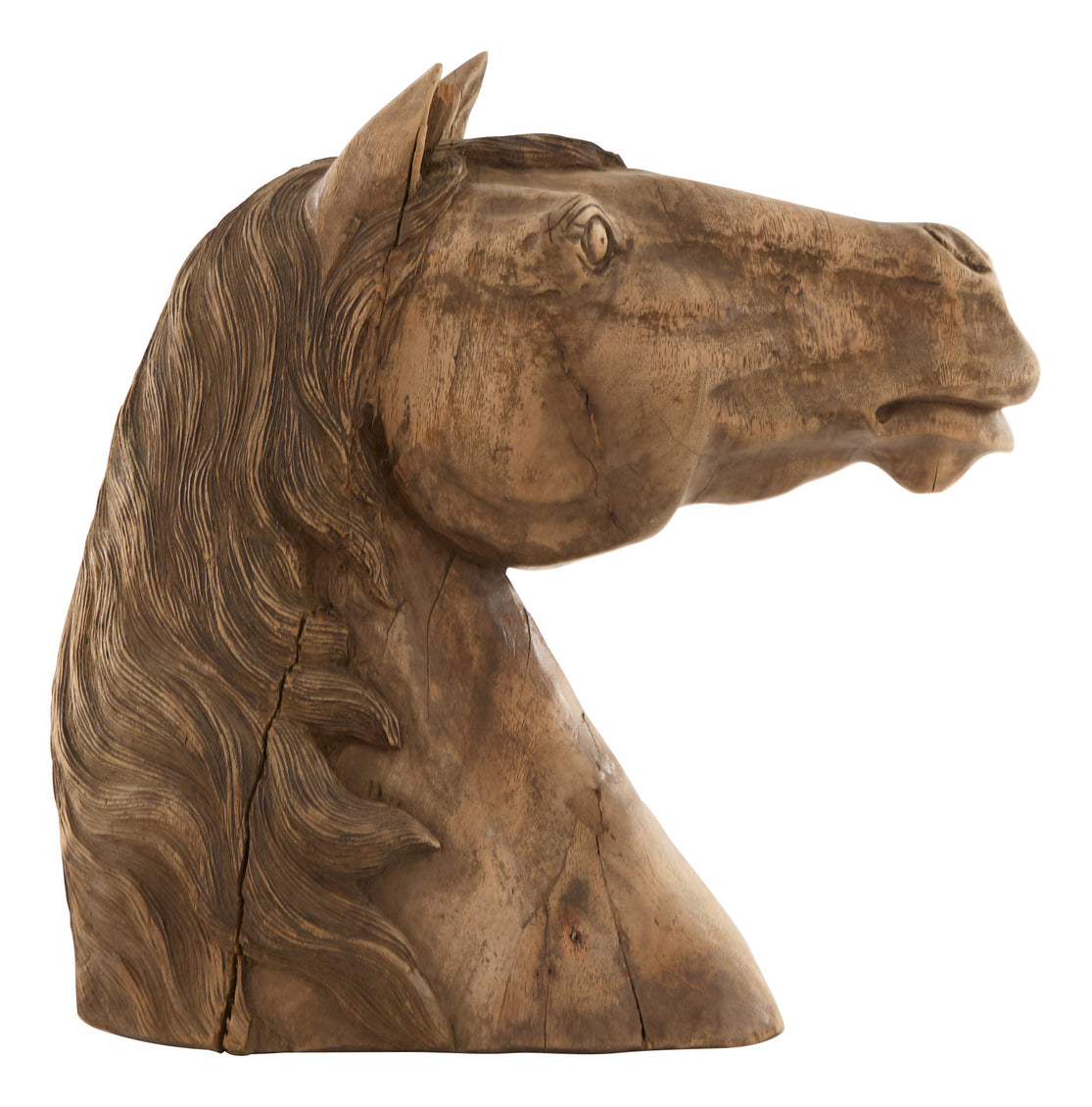 Antique Carved Wood Horse Head