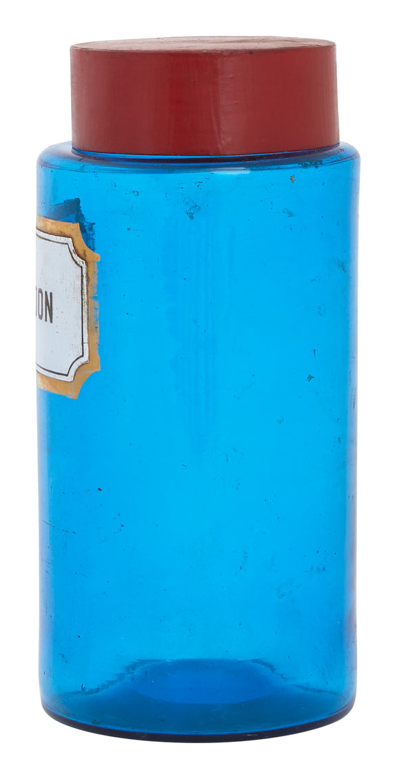 Antique Blue Apothecary Bottle - Large