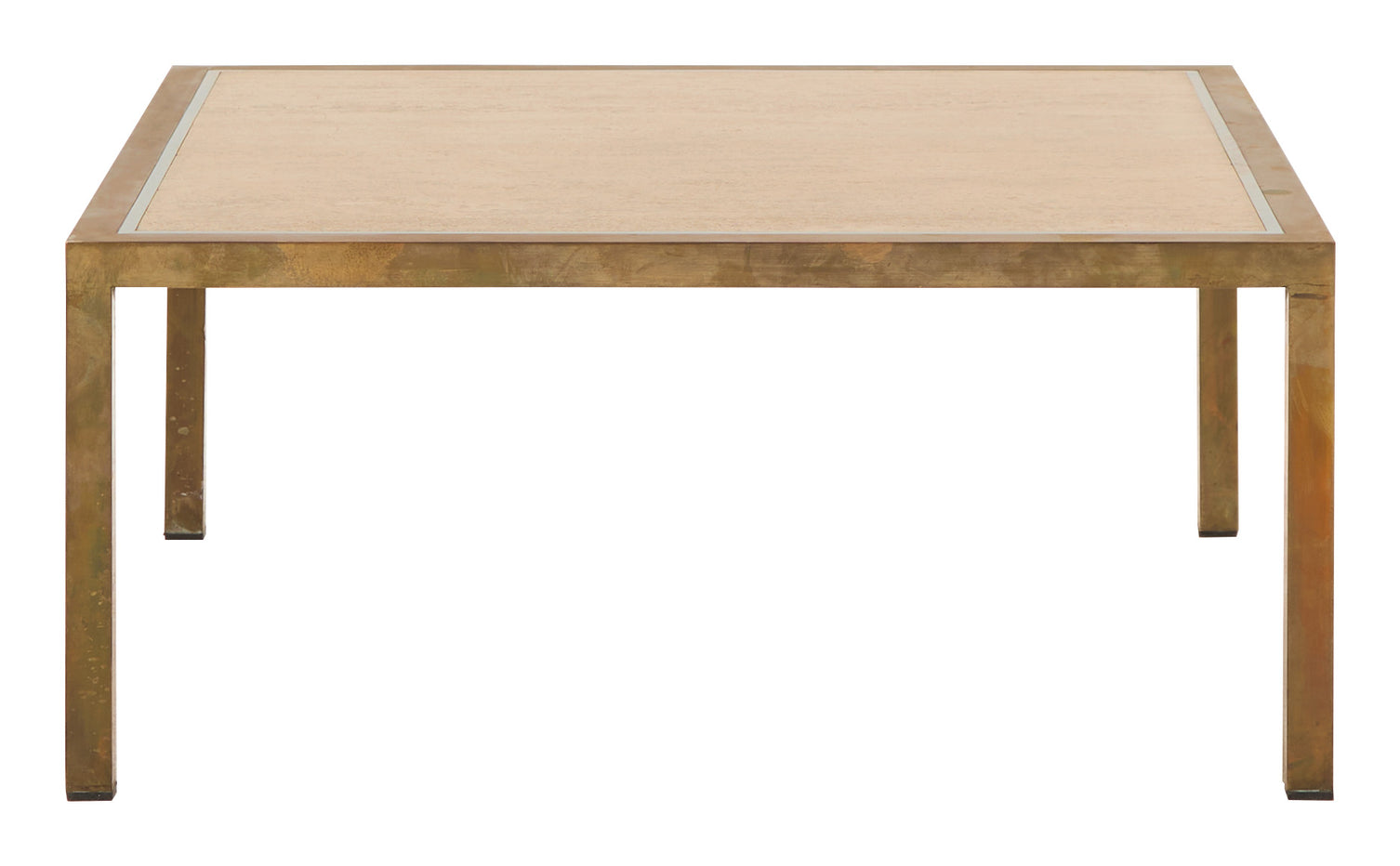 Vintage Brass & Travertine Coffee Table