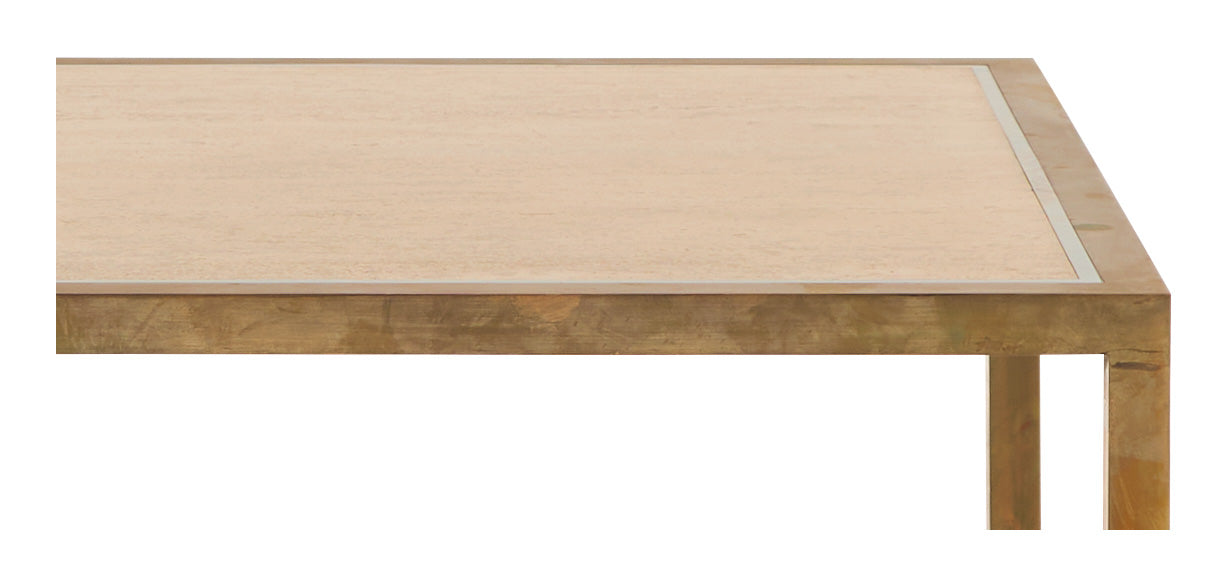 Vintage Brass & Travertine Coffee Table