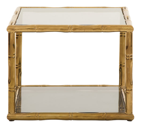 Vintage Brass Faux Bamboo Side Table