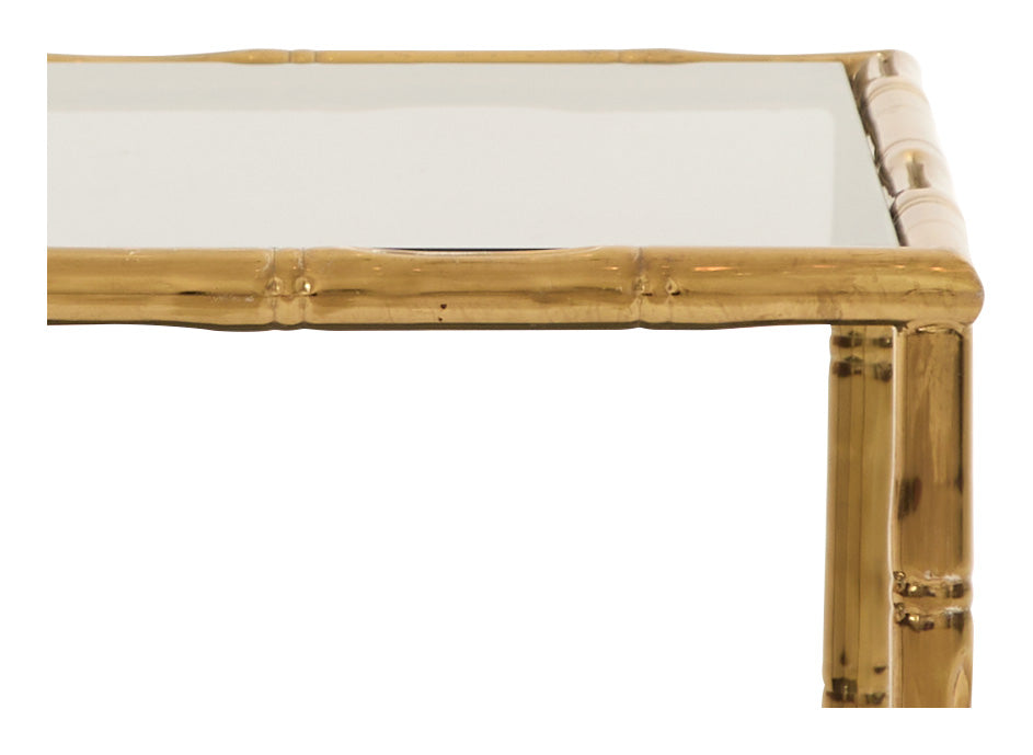 Vintage Brass Faux Bamboo Side Table