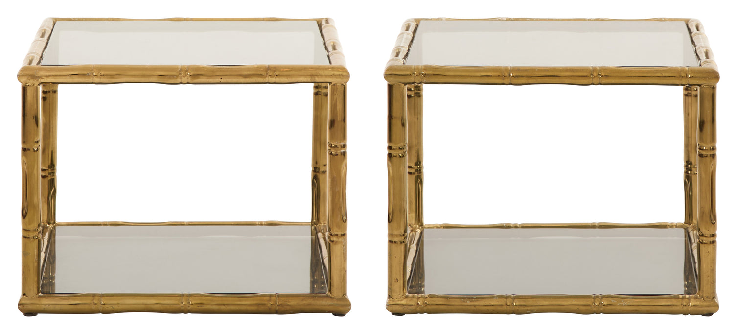 Vintage Brass Faux Bamboo Side Table