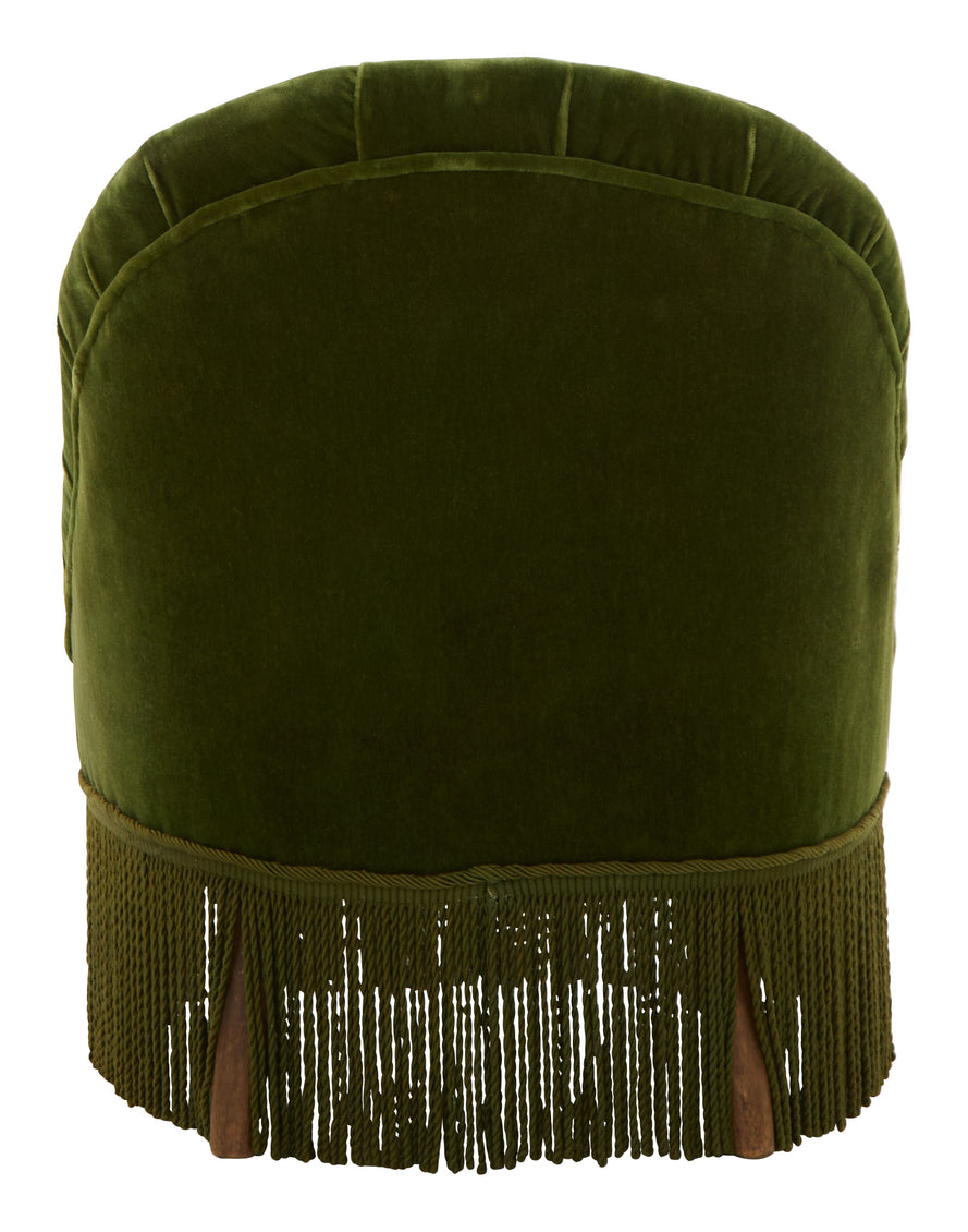 Vintage Green Mohair Slipper Chair