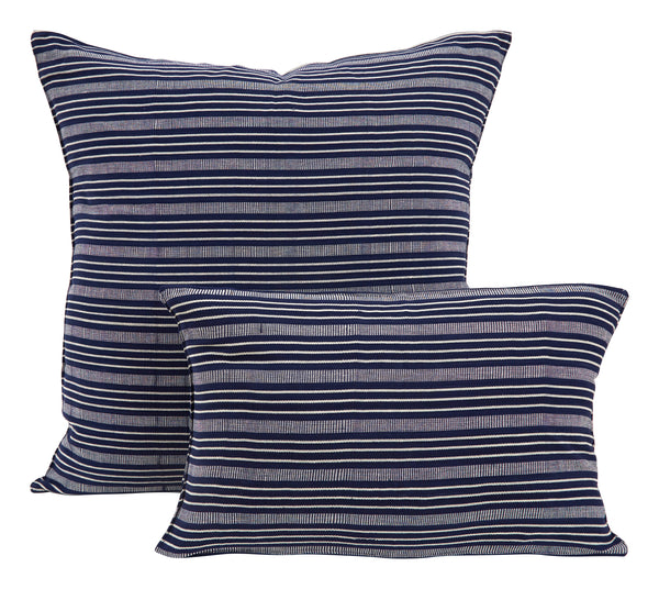 Navy and Off White Stripe Pillows
