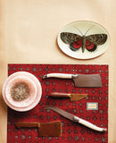 Red and Brown Butterfly Oval Tray
